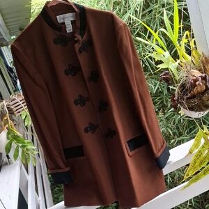 Jones New York Brown Trench Coat with Black Accents